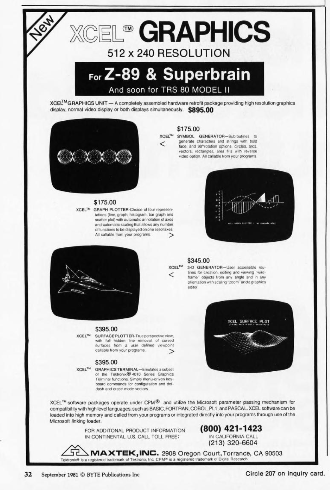 Maxtel Ad from Byte Sept. 1981